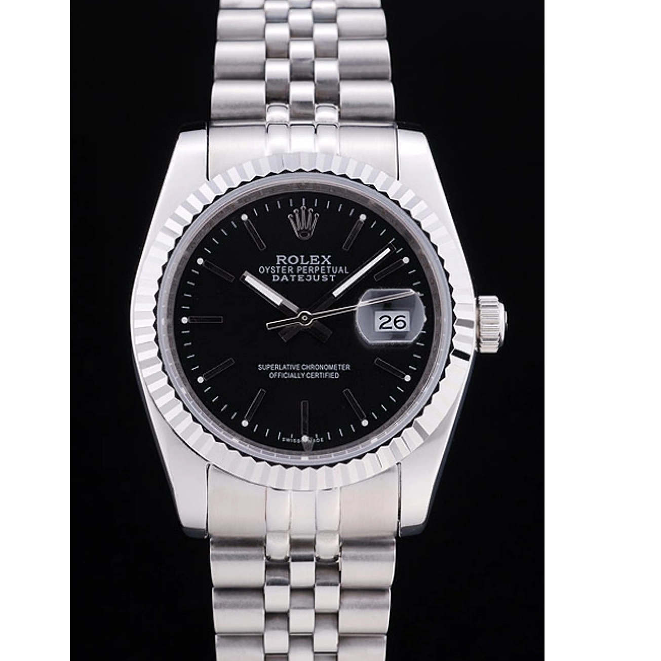 Good copy rolex watches Rolex Black Diamonds Datejust Bezel Ribbed Dial 7456 0516